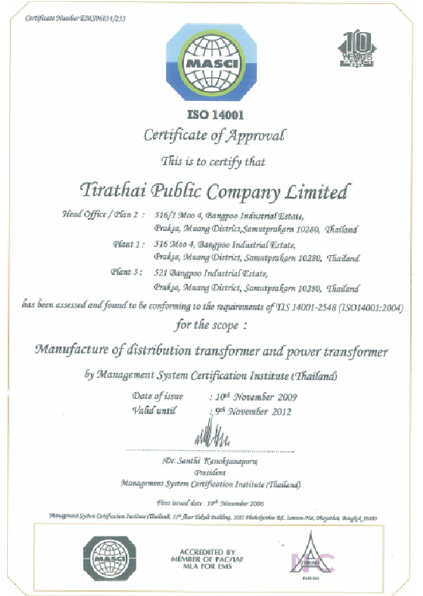 CERTIFICATE OF APPROVAL TIS/ISO 14001